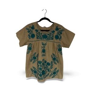 Gingham Boho Embroidered Top